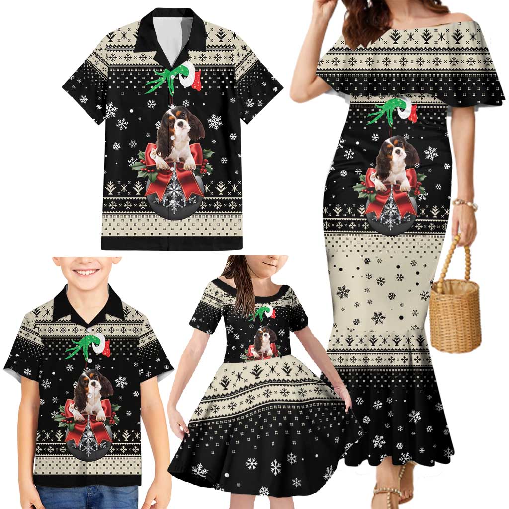 Cavalier King Charles Spaniel Xmas Ball Family Matching Mermaid Dress and Hawaiian Shirt Christmas Dog Lovers - Wonder Print Shop