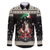 Cavalier King Charles Spaniel Xmas Ball Family Matching Off The Shoulder Long Sleeve Dress and Hawaiian Shirt Christmas Dog Lovers - Wonder Print Shop