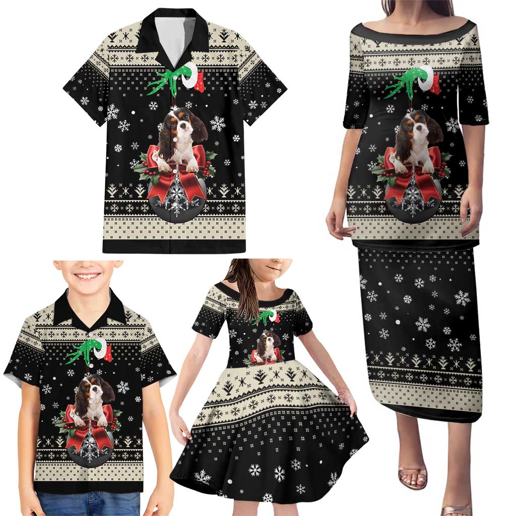 Cavalier King Charles Spaniel Xmas Ball Family Matching Puletasi and Hawaiian Shirt Christmas Dog Lovers - Wonder Print Shop