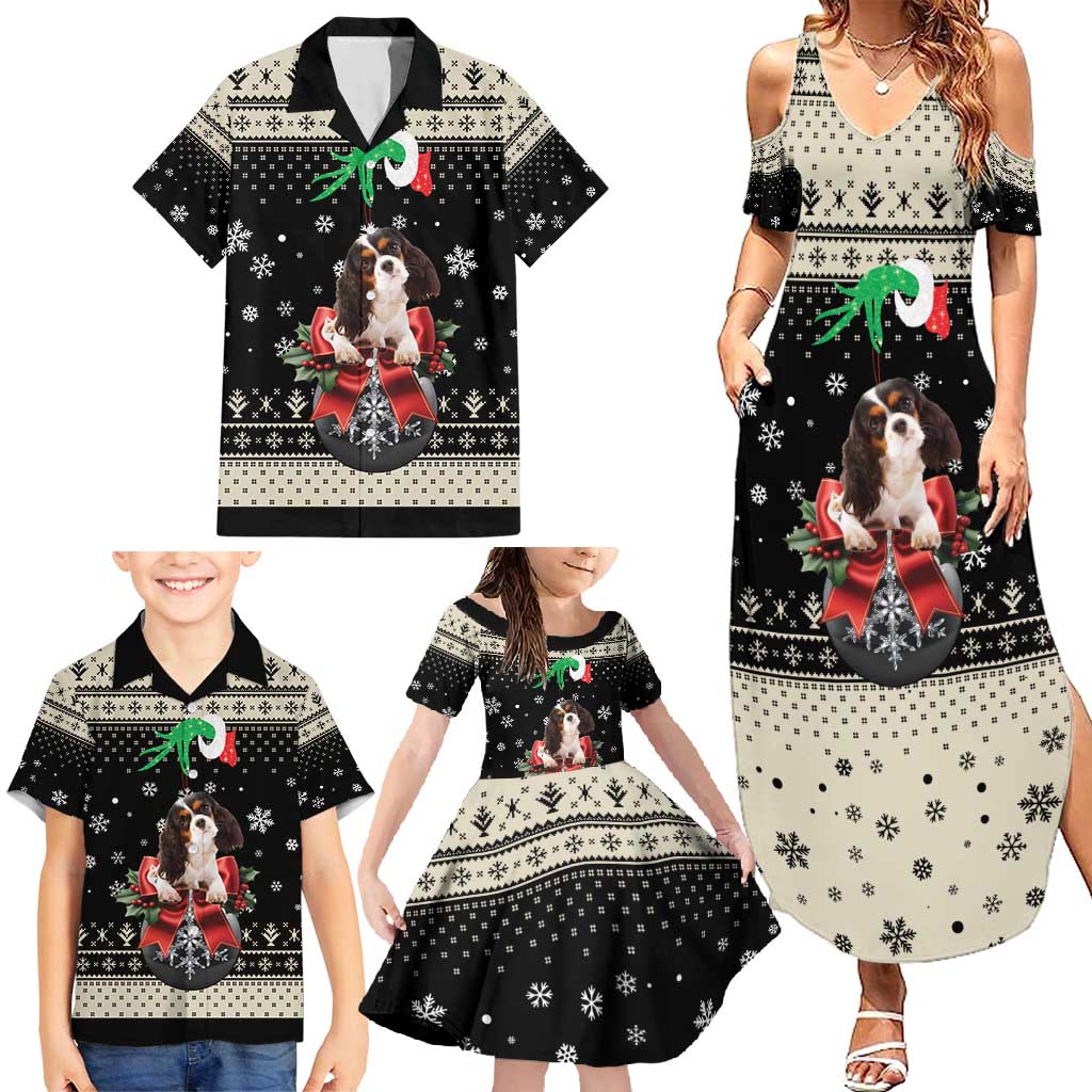 Cavalier King Charles Spaniel Xmas Ball Family Matching Summer Maxi Dress and Hawaiian Shirt Christmas Dog Lovers - Wonder Print Shop