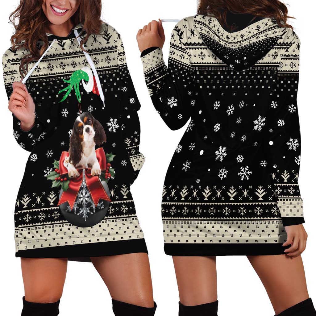 Cavalier King Charles Spaniel Xmas Ball Hoodie Dress Christmas Dog Lovers - Wonder Print Shop
