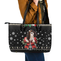 Cavalier King Charles Spaniel Xmas Ball Leather Tote Bag Christmas Dog Lovers - Wonder Print Shop