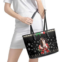 Cavalier King Charles Spaniel Xmas Ball Leather Tote Bag Christmas Dog Lovers - Wonder Print Shop