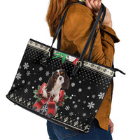 Cavalier King Charles Spaniel Xmas Ball Leather Tote Bag Christmas Dog Lovers - Wonder Print Shop