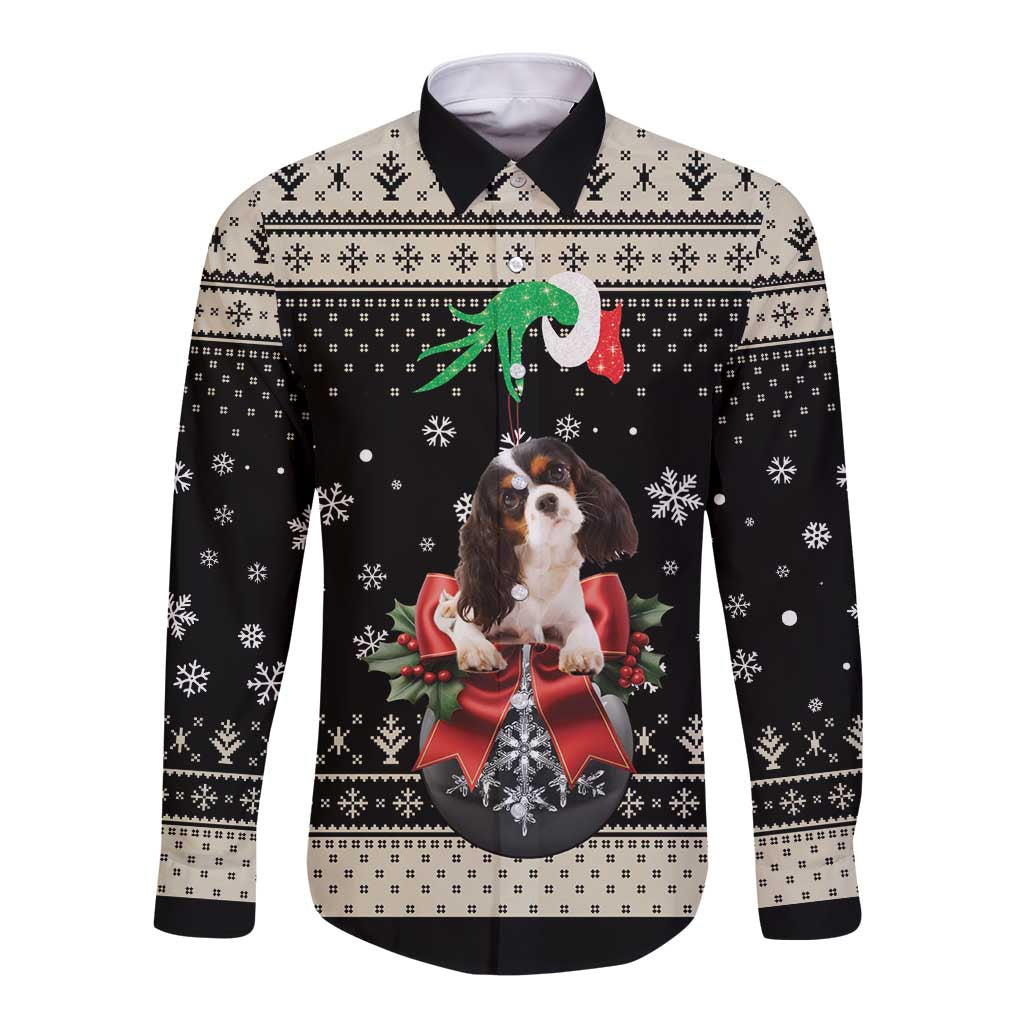 Cavalier King Charles Spaniel Xmas Ball Long Sleeve Button Shirt Christmas Dog Lovers - Wonder Print Shop