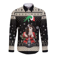 Cavalier King Charles Spaniel Xmas Ball Long Sleeve Button Shirt Christmas Dog Lovers - Wonder Print Shop