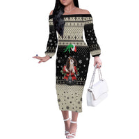 Cavalier King Charles Spaniel Xmas Ball Off The Shoulder Long Sleeve Dress Christmas Dog Lovers - Wonder Print Shop