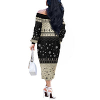 Cavalier King Charles Spaniel Xmas Ball Off The Shoulder Long Sleeve Dress Christmas Dog Lovers - Wonder Print Shop