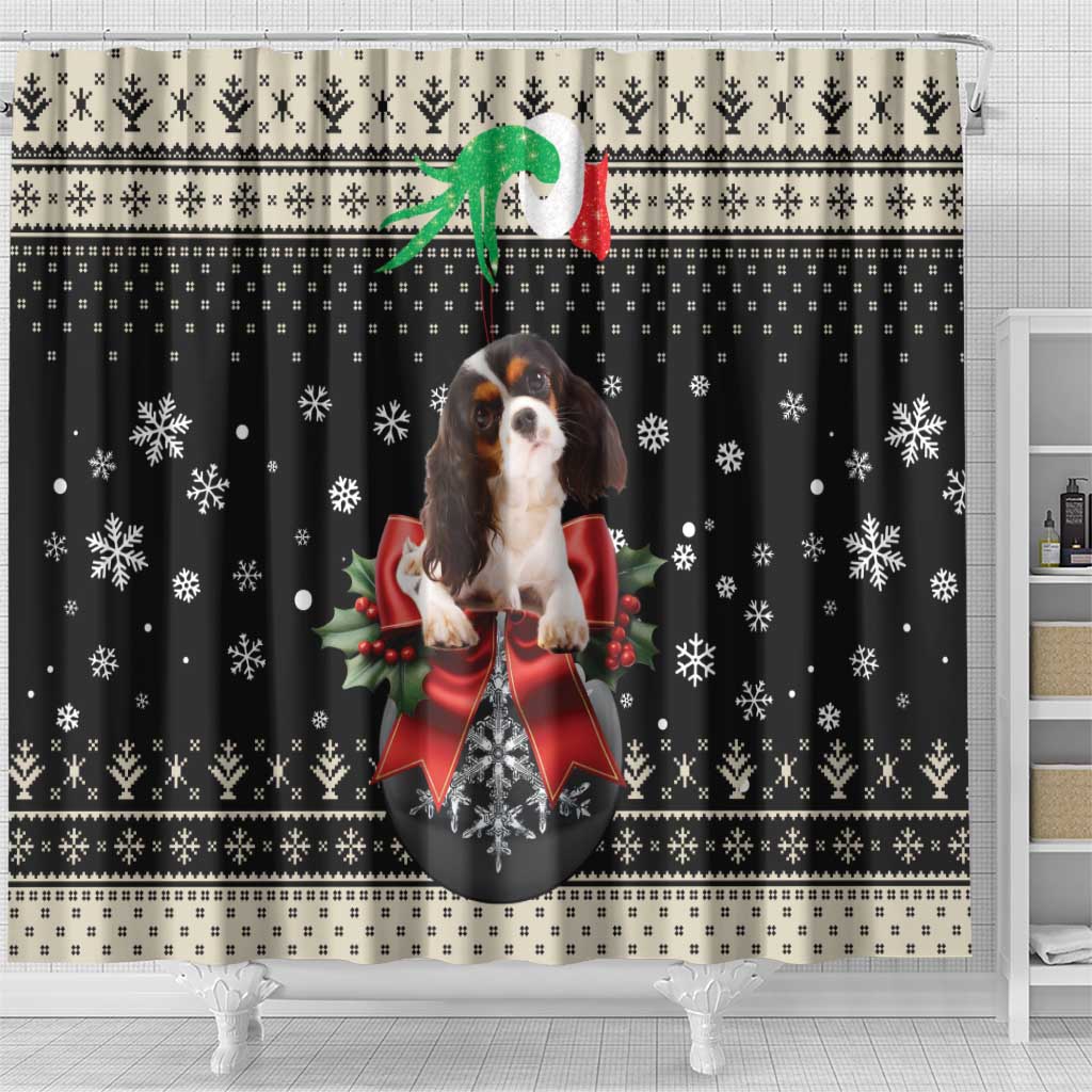 Cavalier King Charles Spaniel Xmas Ball Shower Curtain Christmas Dog Lovers