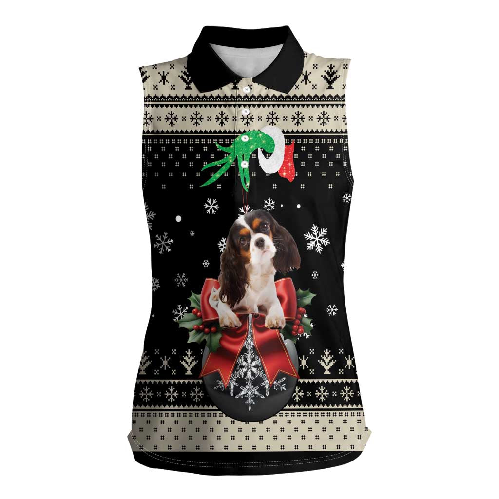 Cavalier King Charles Spaniel Xmas Ball Women Sleeveless Polo Shirt Christmas Dog Lovers - Wonder Print Shop