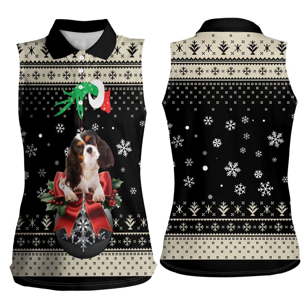 Cavalier King Charles Spaniel Xmas Ball Women Sleeveless Polo Shirt Christmas Dog Lovers - Wonder Print Shop