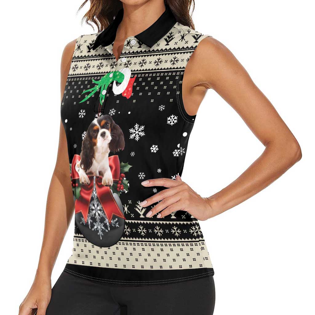 Cavalier King Charles Spaniel Xmas Ball Women Sleeveless Polo Shirt Christmas Dog Lovers - Wonder Print Shop