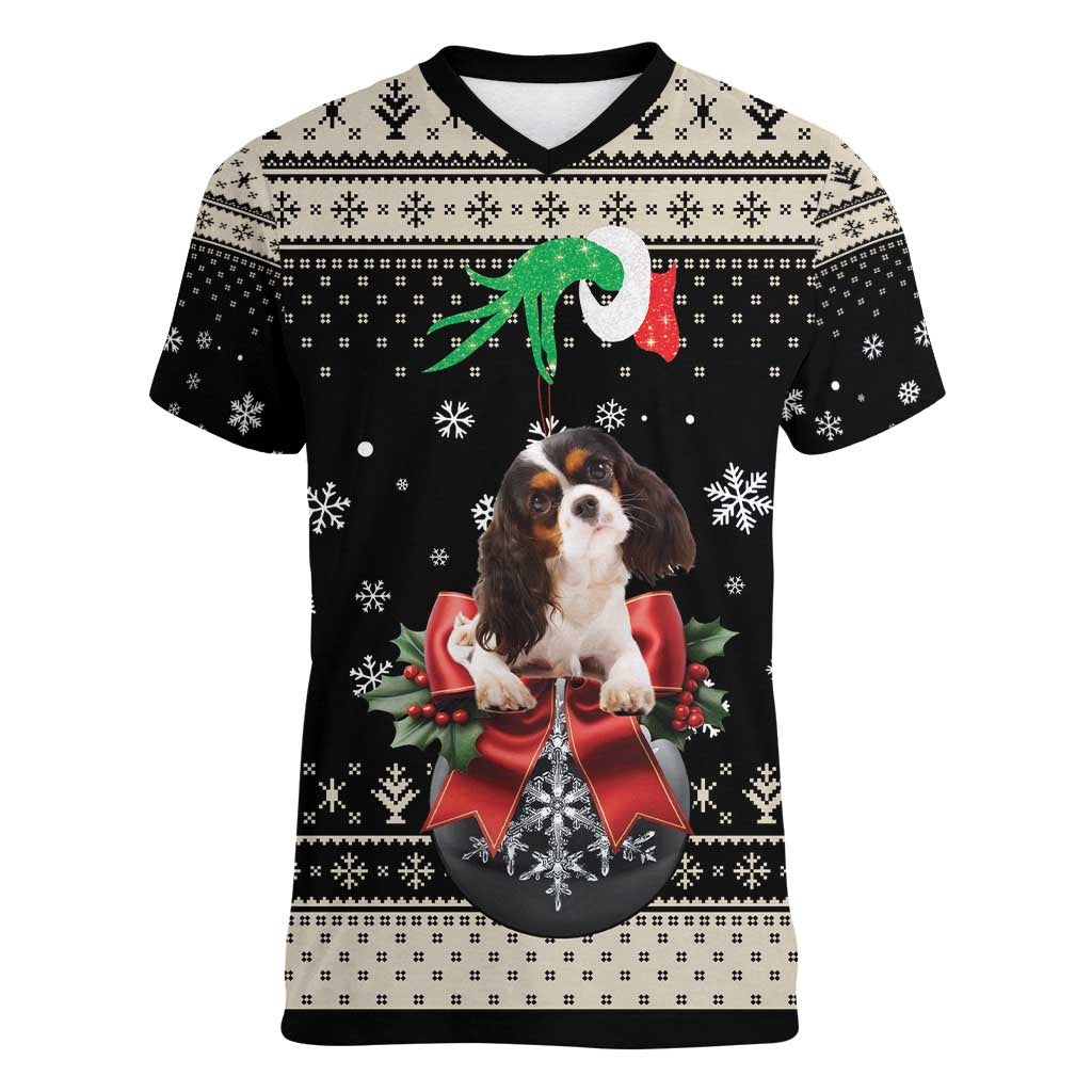 Cavalier King Charles Spaniel Xmas Ball Women V-Neck T-Shirt Christmas Dog Lovers - Wonder Print Shop