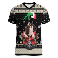 Cavalier King Charles Spaniel Xmas Ball Women V-Neck T-Shirt Christmas Dog Lovers - Wonder Print Shop