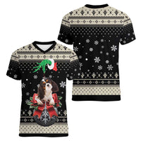Cavalier King Charles Spaniel Xmas Ball Women V-Neck T-Shirt Christmas Dog Lovers - Wonder Print Shop