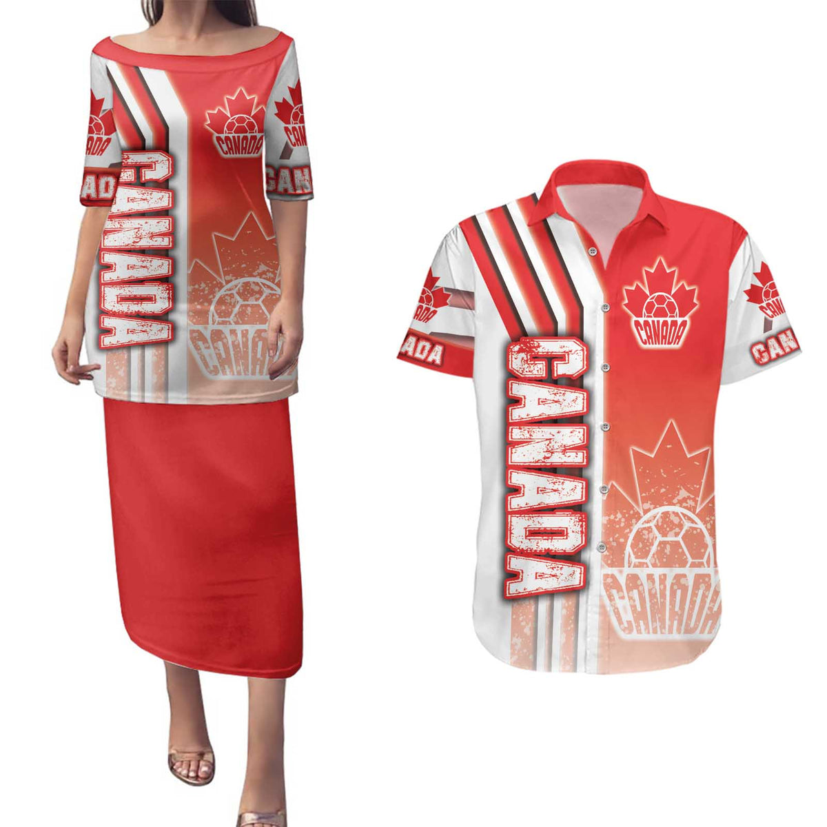 Canada Football Couples Matching Puletasi and Hawaiian Shirt Canucks Soccer - Road To Champion