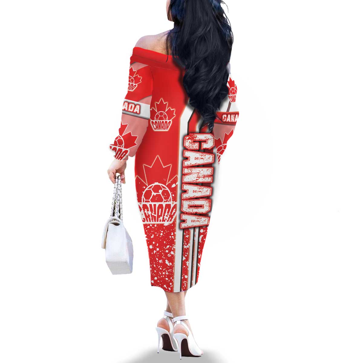 Canada Football Family Matching Off The Shoulder Long Sleeve Dress and Hawaiian Shirt Canucks Soccer - Road To Champion