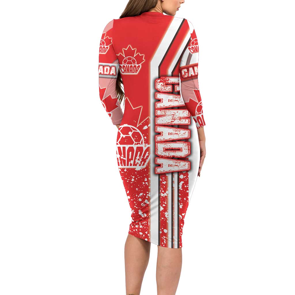 Canada Football Long Sleeve Bodycon Dress Canucks Soccer - Road To Champion