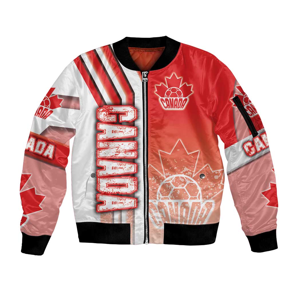 Canada Football Sleeve Zip Bomber Jacket Canucks Soccer - Road To Champion