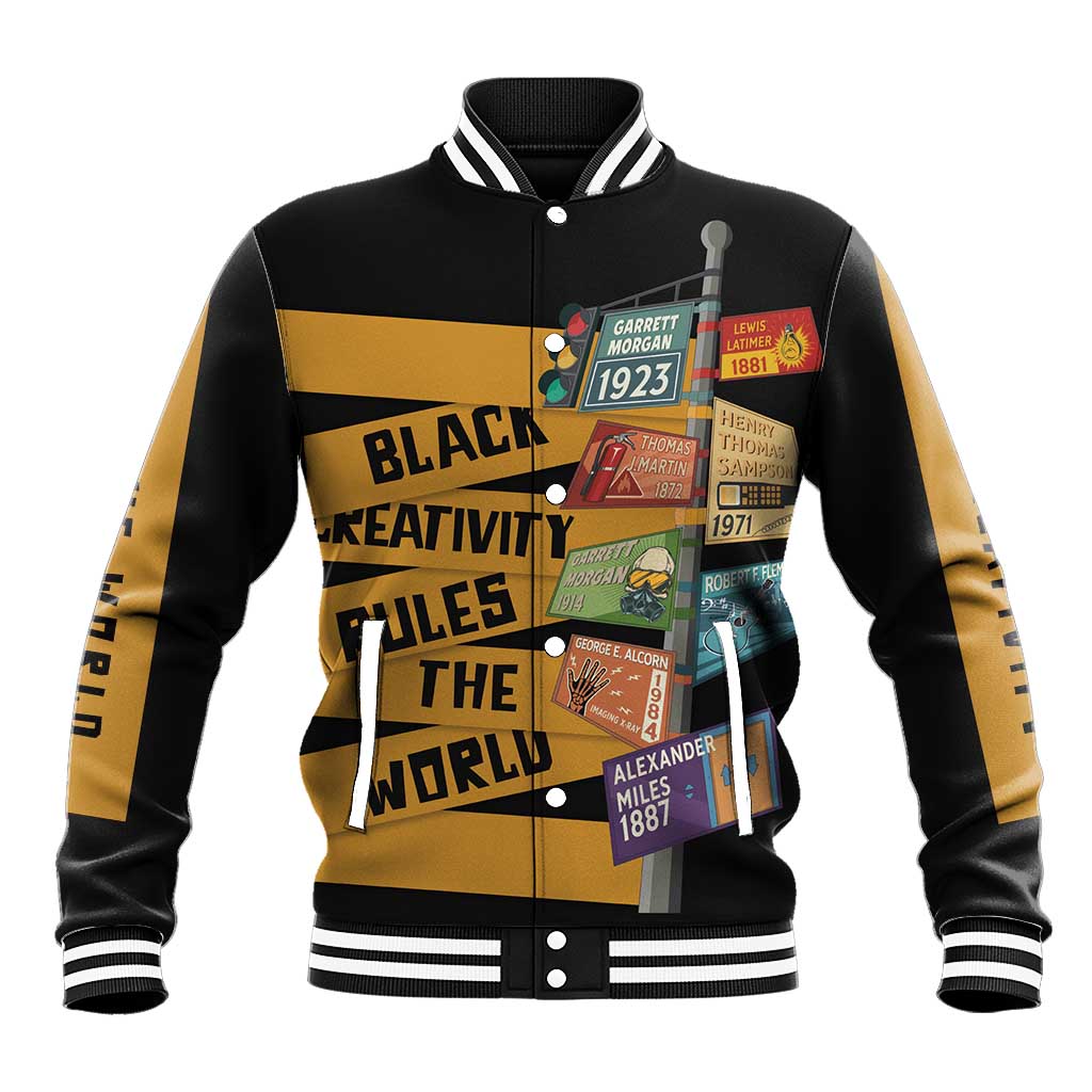 Black Creativity Rules The World Baseball Jacket African Creativity - Wonder Print Shop