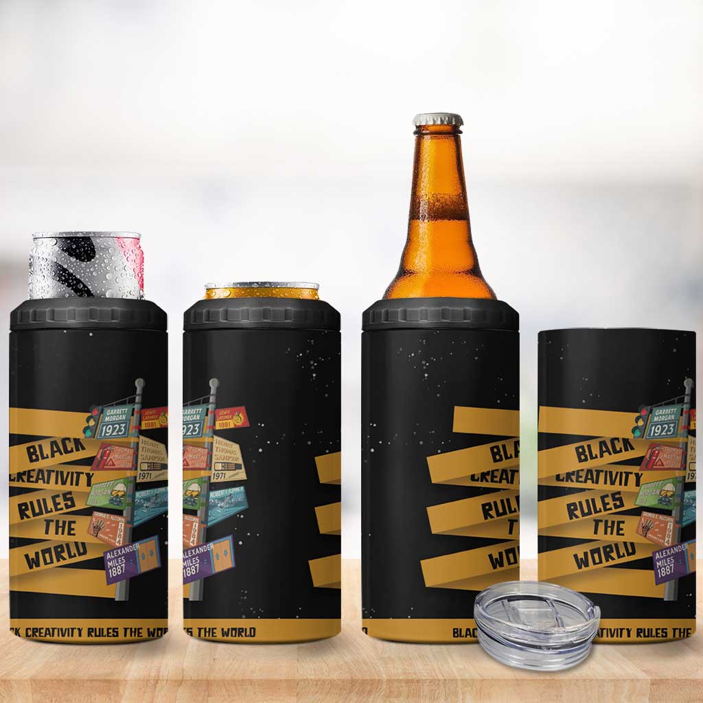 Black Creativity Rules The World 4 in 1 Can Cooler Tumbler African Creativity - Wonder Print Shop