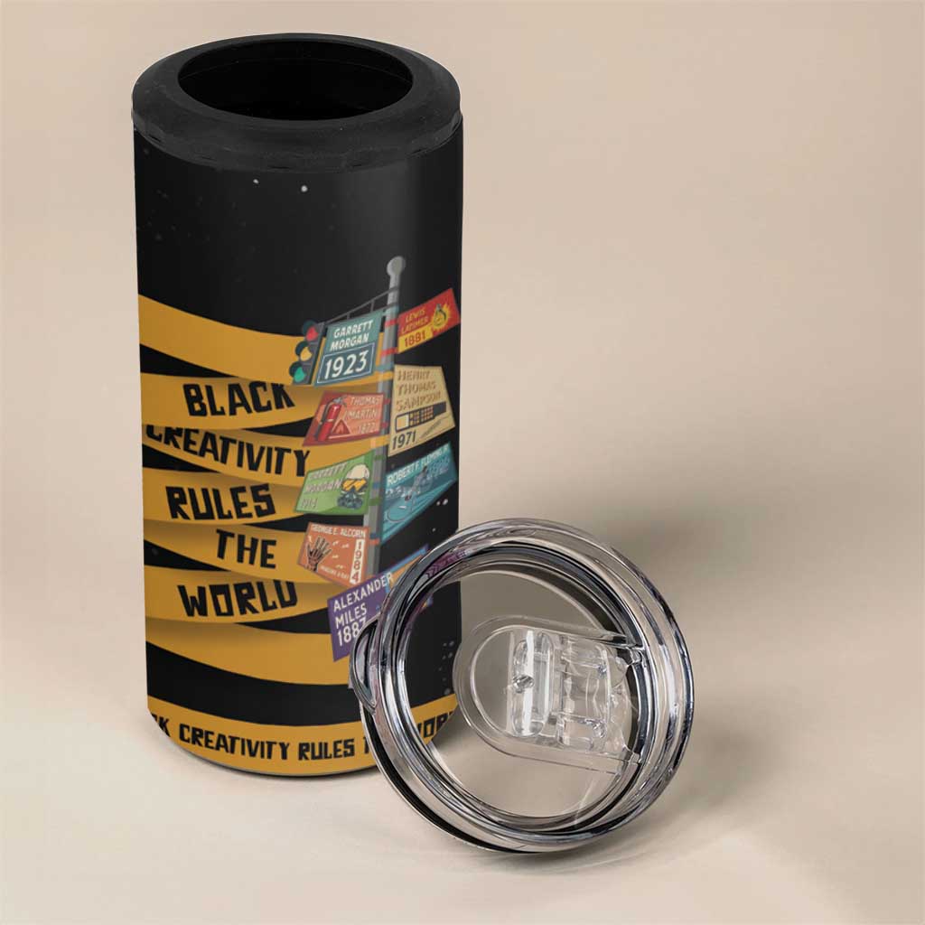 Black Creativity Rules The World 4 in 1 Can Cooler Tumbler African Creativity - Wonder Print Shop