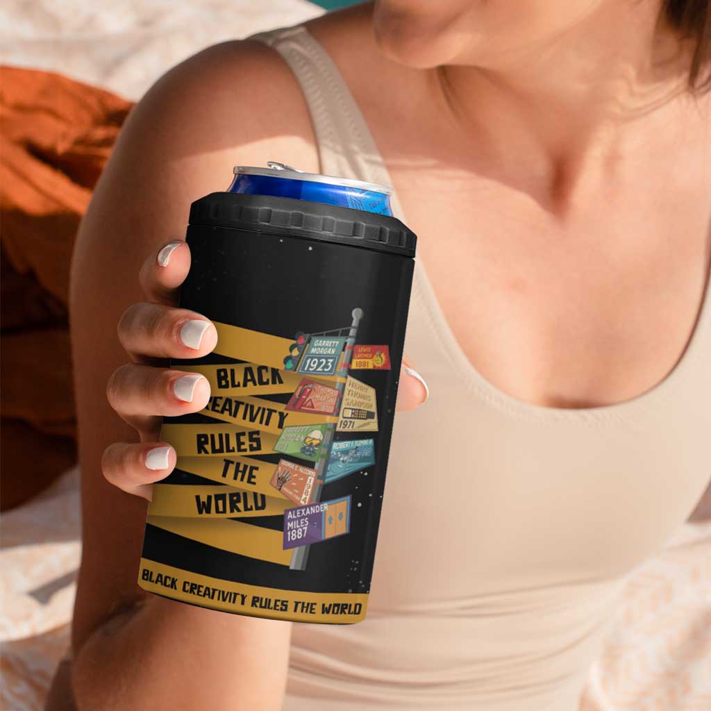 Black Creativity Rules The World 4 in 1 Can Cooler Tumbler African Creativity - Wonder Print Shop