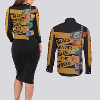 Black Creativity Rules The World Couples Matching Long Sleeve Bodycon Dress and Long Sleeve Button Shirt African Creativity - Wonder Print Shop