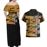 Black Creativity Rules The World Couples Matching Off Shoulder Maxi Dress and Hawaiian Shirt African Creativity - Wonder Print Shop