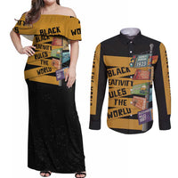 Black Creativity Rules The World Couples Matching Off Shoulder Maxi Dress and Long Sleeve Button Shirt African Creativity - Wonder Print Shop