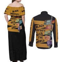 Black Creativity Rules The World Couples Matching Off Shoulder Maxi Dress and Long Sleeve Button Shirt African Creativity - Wonder Print Shop