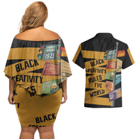 Black Creativity Rules The World Couples Matching Off Shoulder Short Dress and Hawaiian Shirt African Creativity - Wonder Print Shop