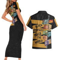 Black Creativity Rules The World Couples Matching Short Sleeve Bodycon Dress and Hawaiian Shirt African Creativity - Wonder Print Shop