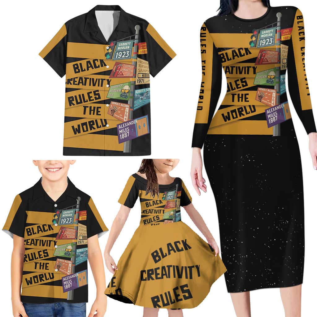 Black Creativity Rules The World Family Matching Long Sleeve Bodycon Dress and Hawaiian Shirt African Creativity - Wonder Print Shop