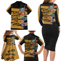 Black Creativity Rules The World Family Matching Long Sleeve Bodycon Dress and Hawaiian Shirt African Creativity - Wonder Print Shop