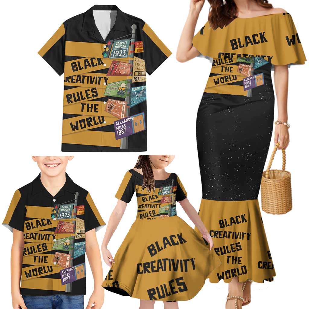 Black Creativity Rules The World Family Matching Mermaid Dress and Hawaiian Shirt African Creativity - Wonder Print Shop