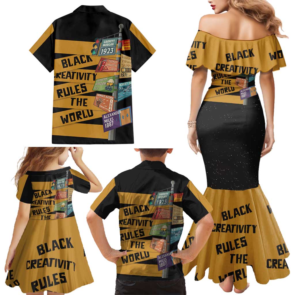Black Creativity Rules The World Family Matching Mermaid Dress and Hawaiian Shirt African Creativity - Wonder Print Shop
