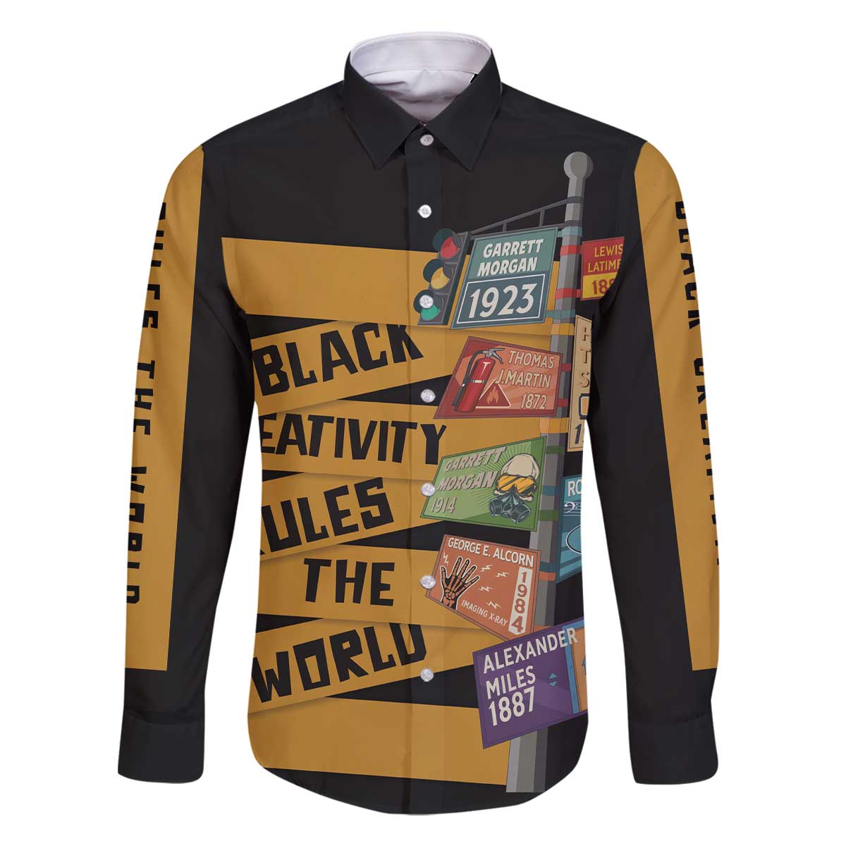 Black Creativity Rules The World Family Matching Off The Shoulder Long Sleeve Dress and Hawaiian Shirt African Creativity - Wonder Print Shop