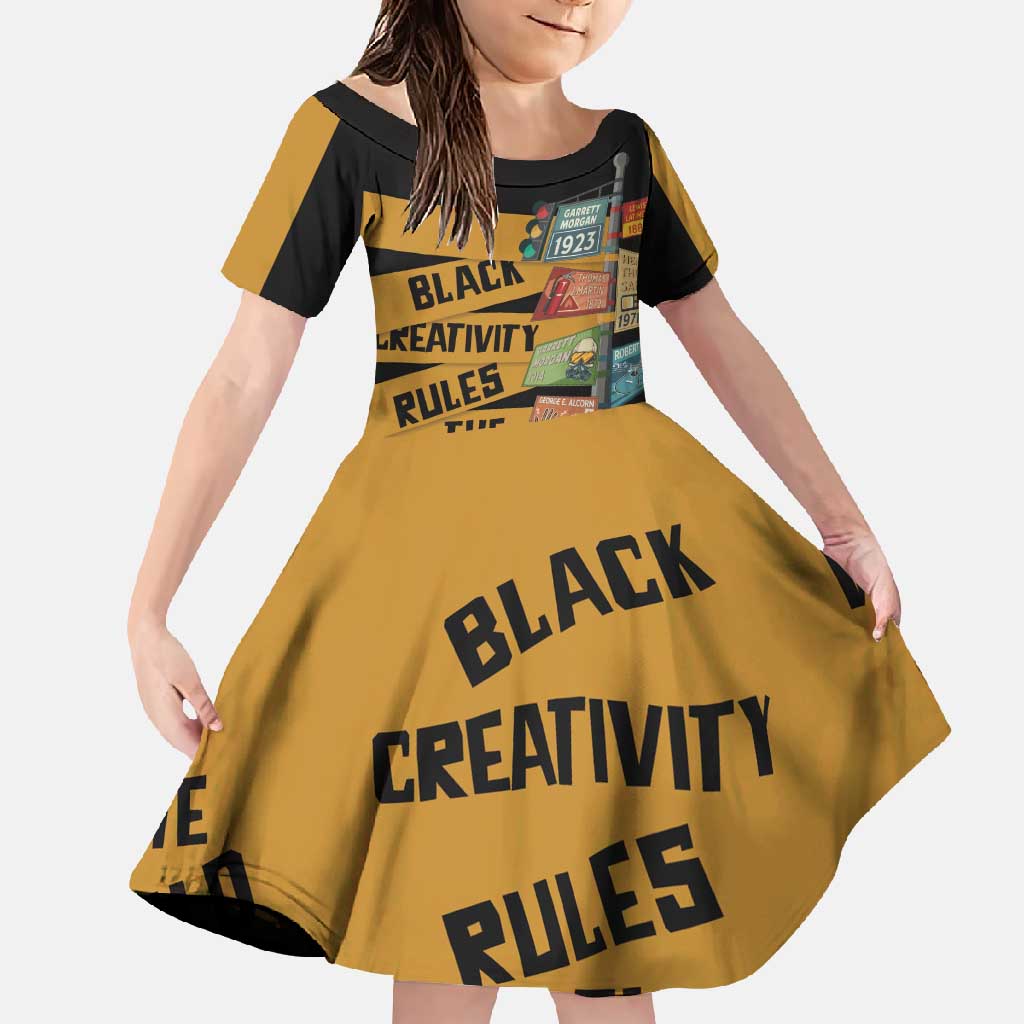 Black Creativity Rules The World Family Matching Off Shoulder Maxi Dress and Hawaiian Shirt African Creativity - Wonder Print Shop