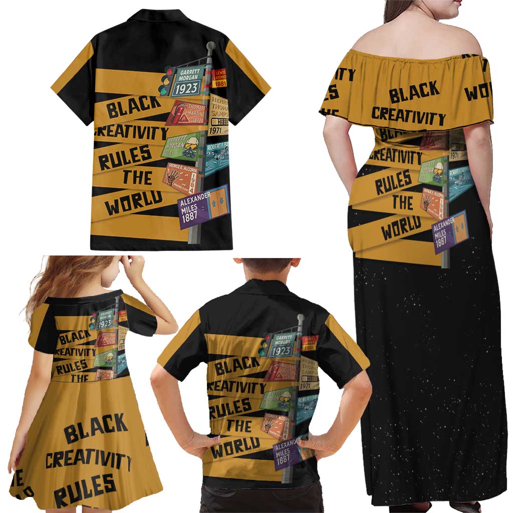 Black Creativity Rules The World Family Matching Off Shoulder Maxi Dress and Hawaiian Shirt African Creativity - Wonder Print Shop