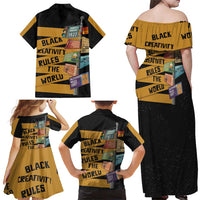 Black Creativity Rules The World Family Matching Off Shoulder Maxi Dress and Hawaiian Shirt African Creativity - Wonder Print Shop