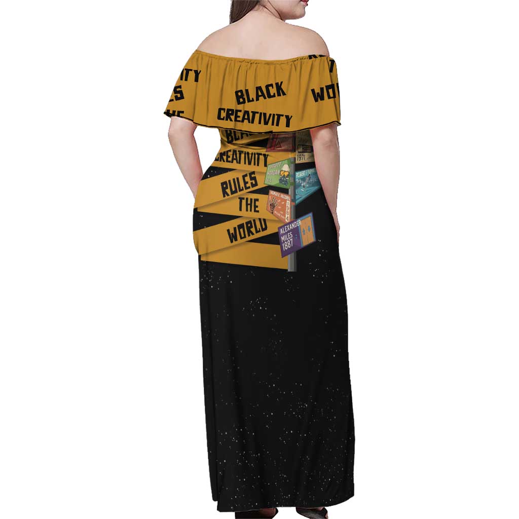 Black Creativity Rules The World Family Matching Off Shoulder Maxi Dress and Hawaiian Shirt African Creativity - Wonder Print Shop