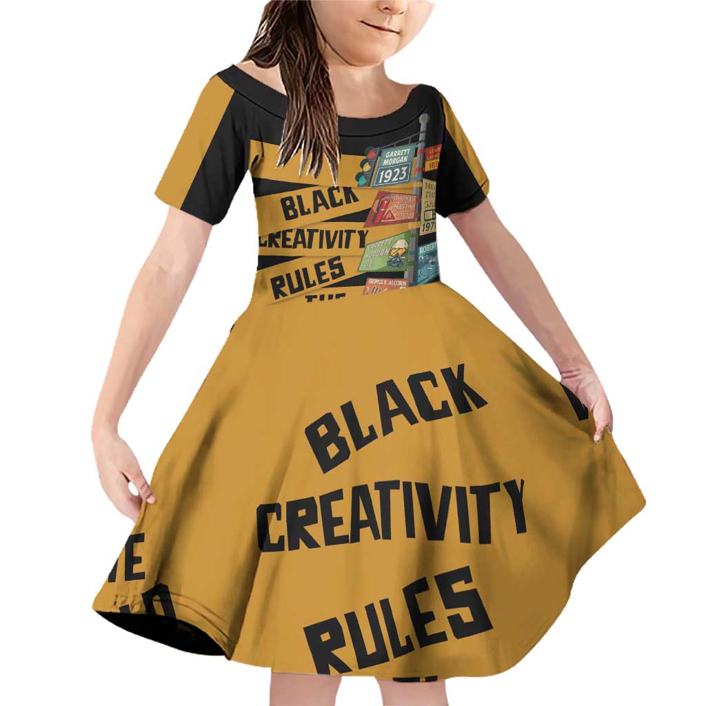 Black Creativity Rules The World Family Matching Off Shoulder Short Dress and Hawaiian Shirt African Creativity - Wonder Print Shop