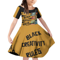 Black Creativity Rules The World Family Matching Off Shoulder Short Dress and Hawaiian Shirt African Creativity - Wonder Print Shop