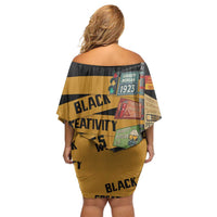 Black Creativity Rules The World Family Matching Off Shoulder Short Dress and Hawaiian Shirt African Creativity - Wonder Print Shop