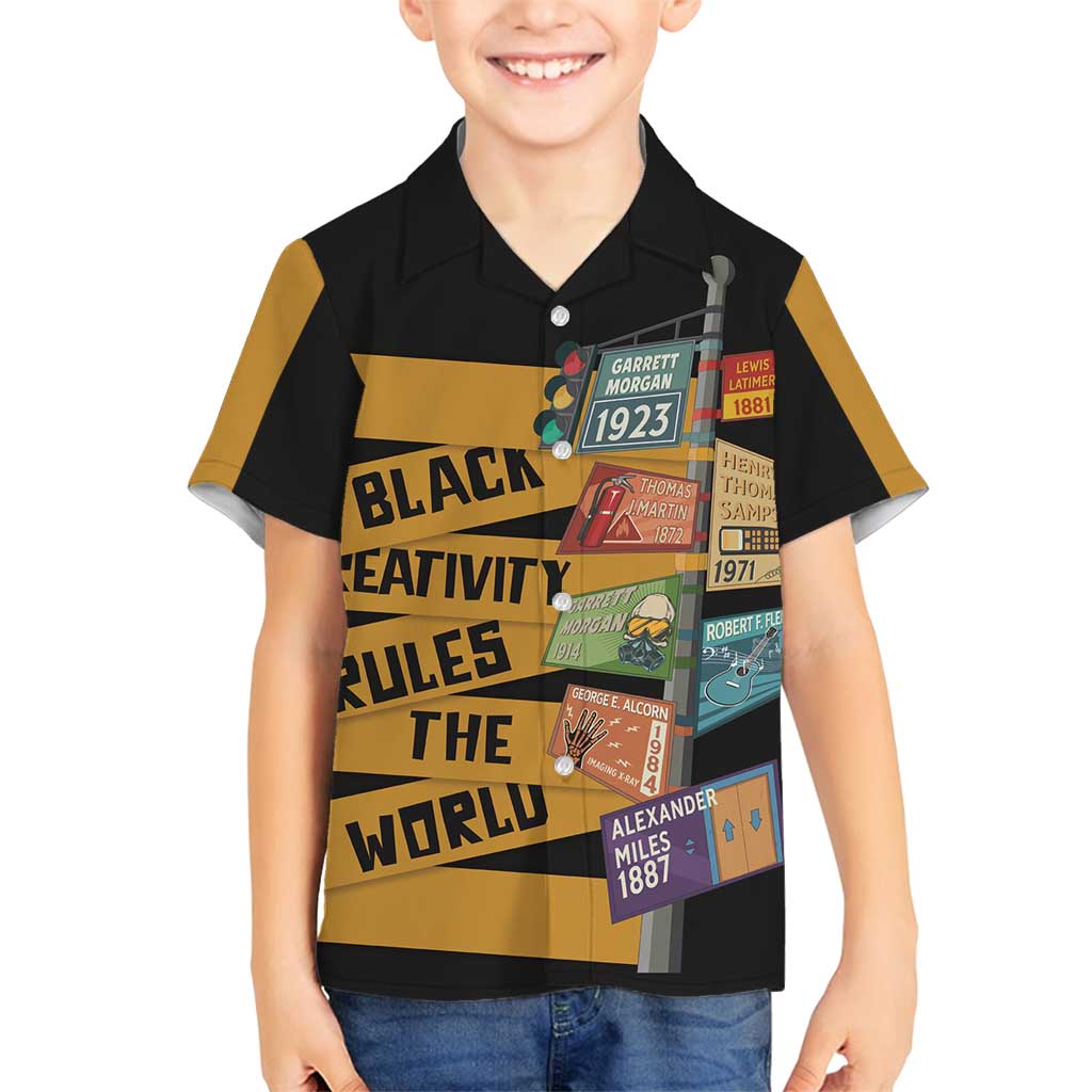 Black Creativity Rules The World Family Matching Off Shoulder Short Dress and Hawaiian Shirt African Creativity - Wonder Print Shop