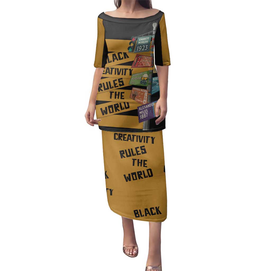 Black Creativity Rules The World Family Matching Puletasi and Hawaiian Shirt African Creativity - Wonder Print Shop