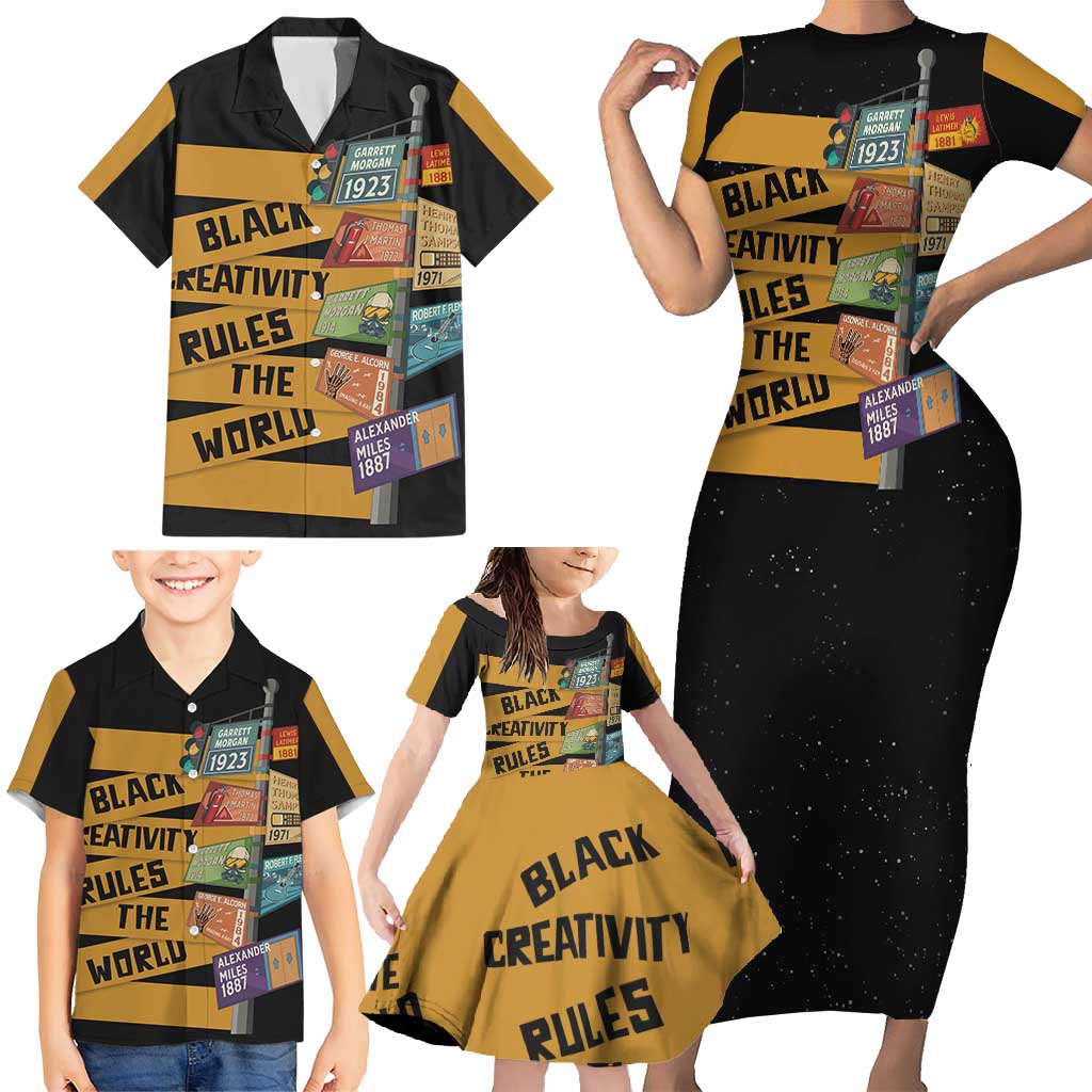Black Creativity Rules The World Family Matching Short Sleeve Bodycon Dress and Hawaiian Shirt African Creativity - Wonder Print Shop