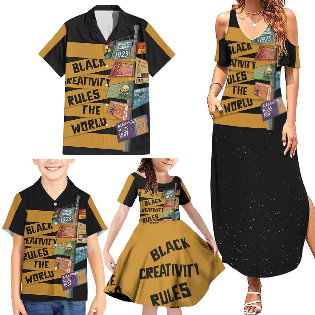 Black Creativity Rules The World Family Matching Summer Maxi Dress and Hawaiian Shirt African Creativity - Wonder Print Shop