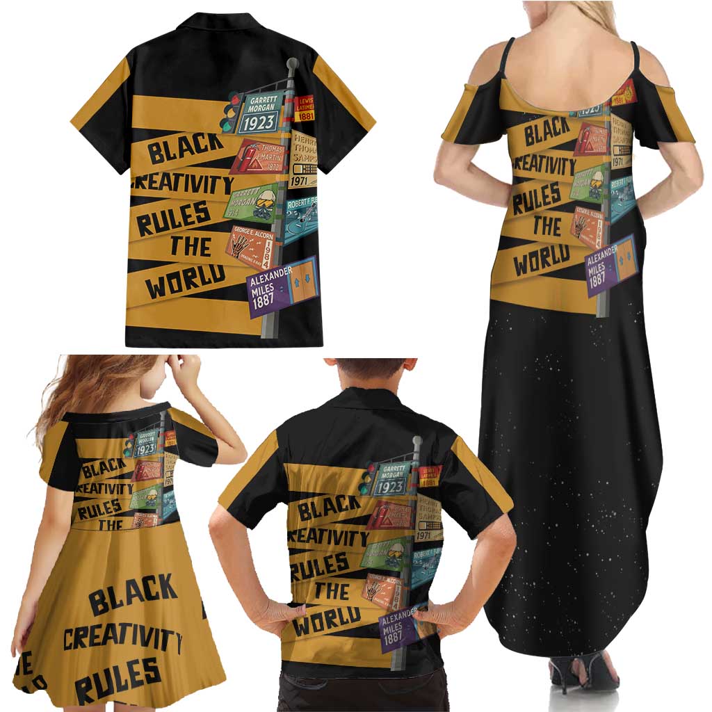 Black Creativity Rules The World Family Matching Summer Maxi Dress and Hawaiian Shirt African Creativity - Wonder Print Shop